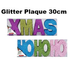 Christmas Decor - Foam Glitter Plaque 30cm